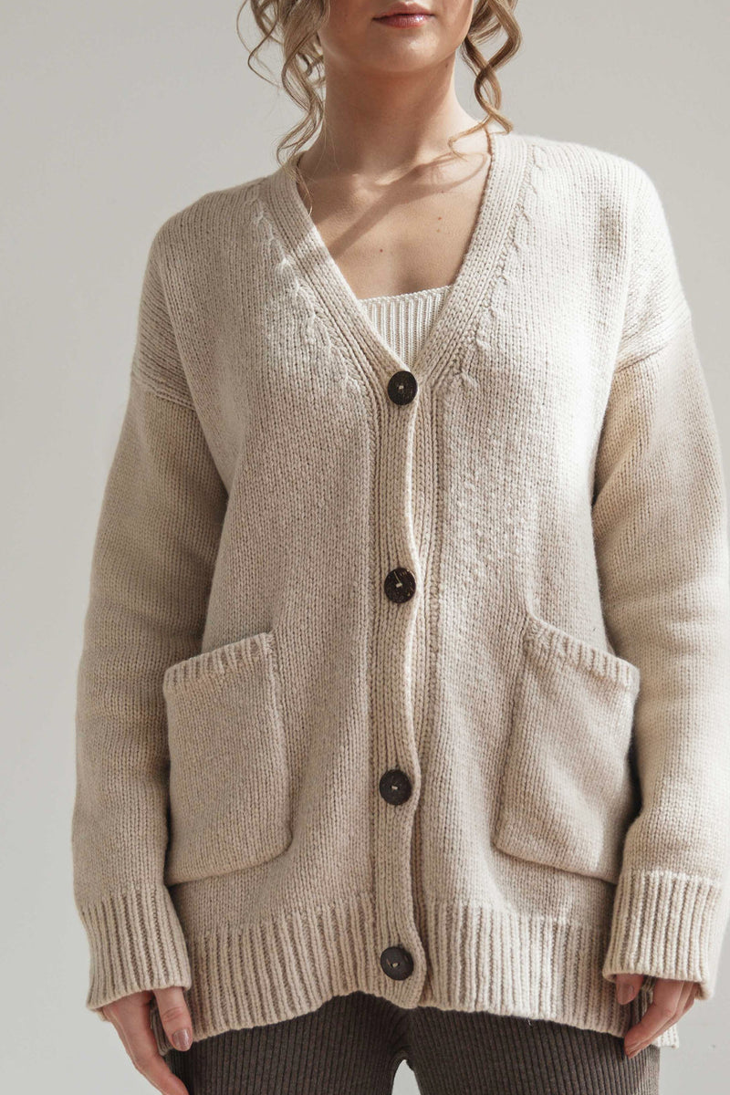 Cream Grandpa Cardigan